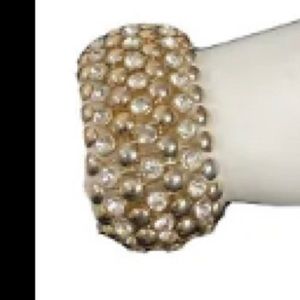 Wide Gold and rhinestone stretchy Bracelet